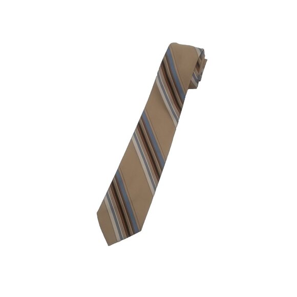 Vintage Christian DIOR Monsieur Neck Tie horizontal stripes multi beige blue - Picture 1 of 8